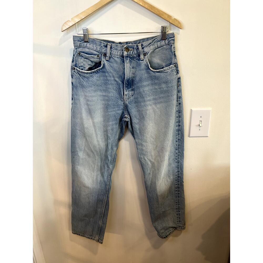 Zara Light Wash Straight Leg Jeans Size 8 EU 40 High Rise Mom Jeans 90s Denim